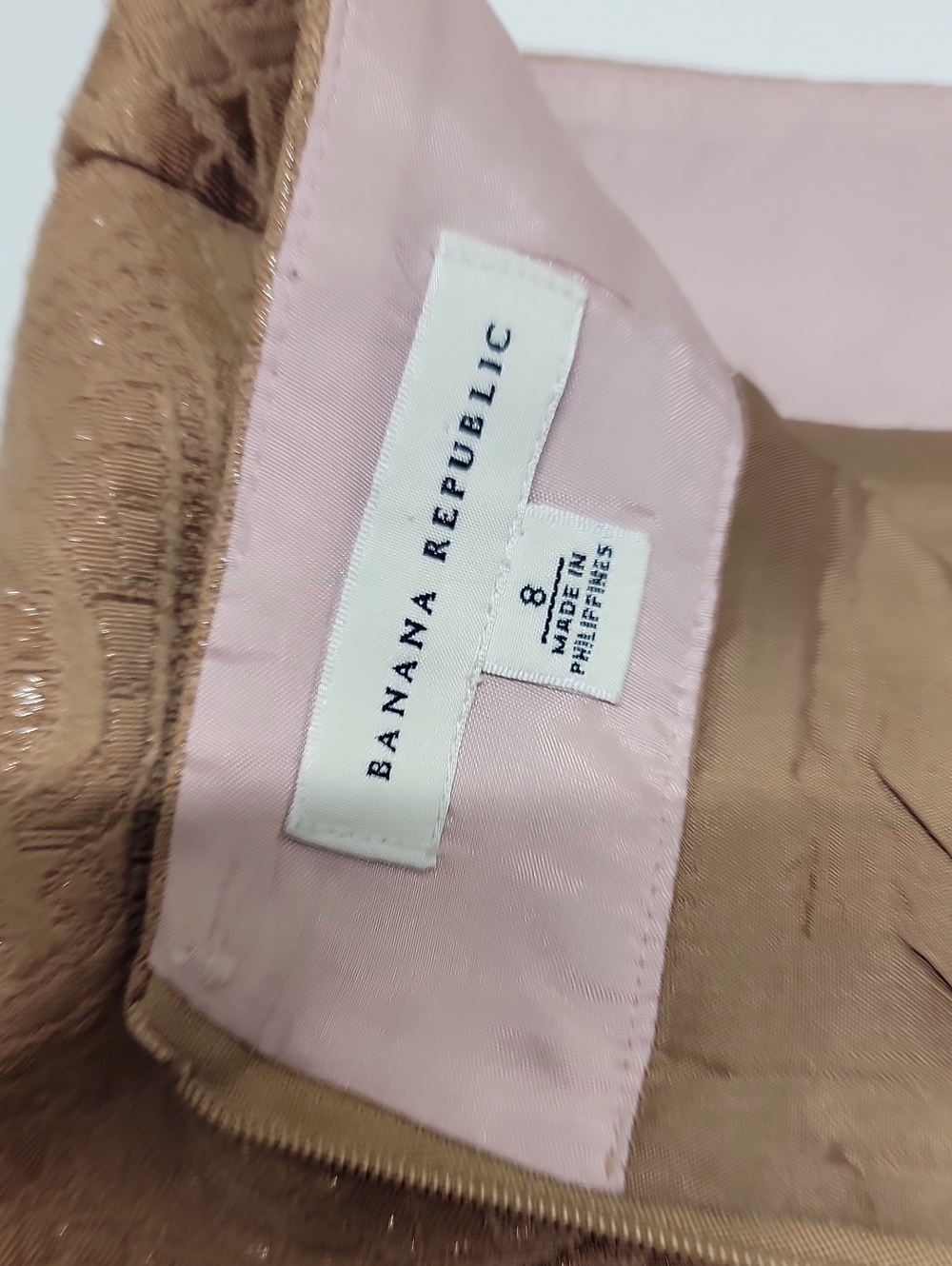 Banana Republic Warm Golden Textured Pencil Mini Skirt Sz 8 - Picture 6 of 12